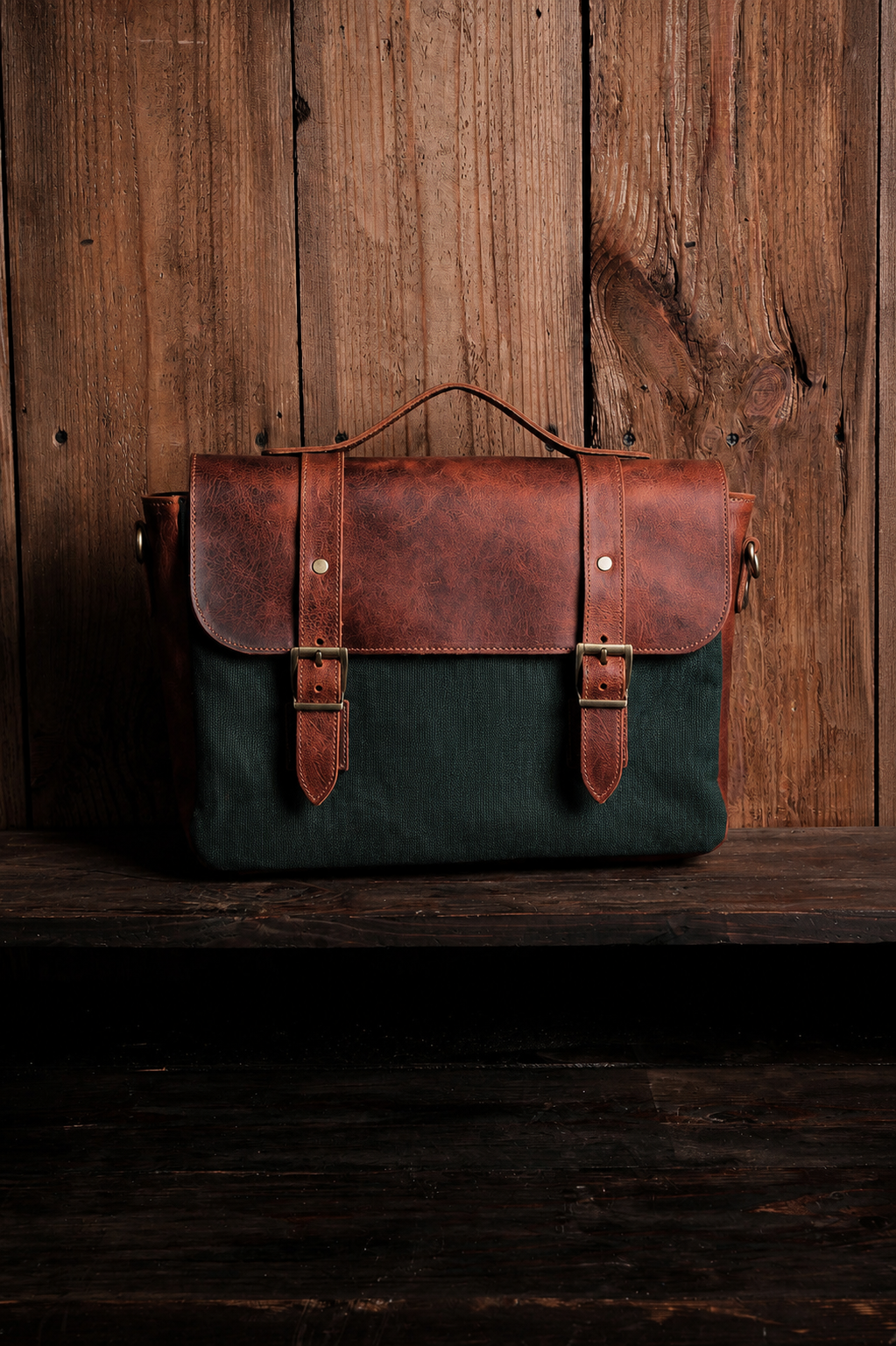 GECKO I Haki kanvas deri passanger bag